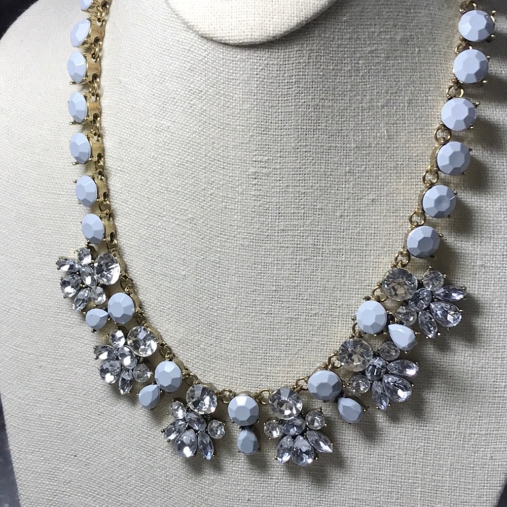 Gray and blue crystal necklace